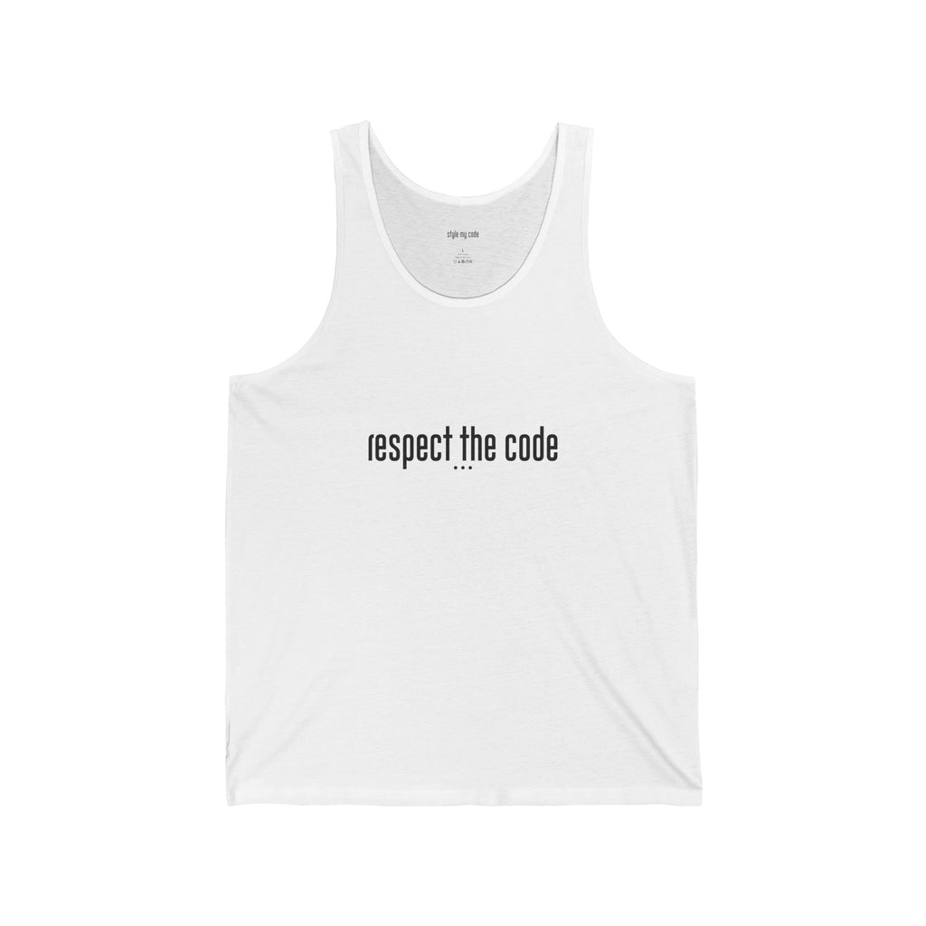 Unisex Jersey Tank - 'Respect the Code' Black Logo