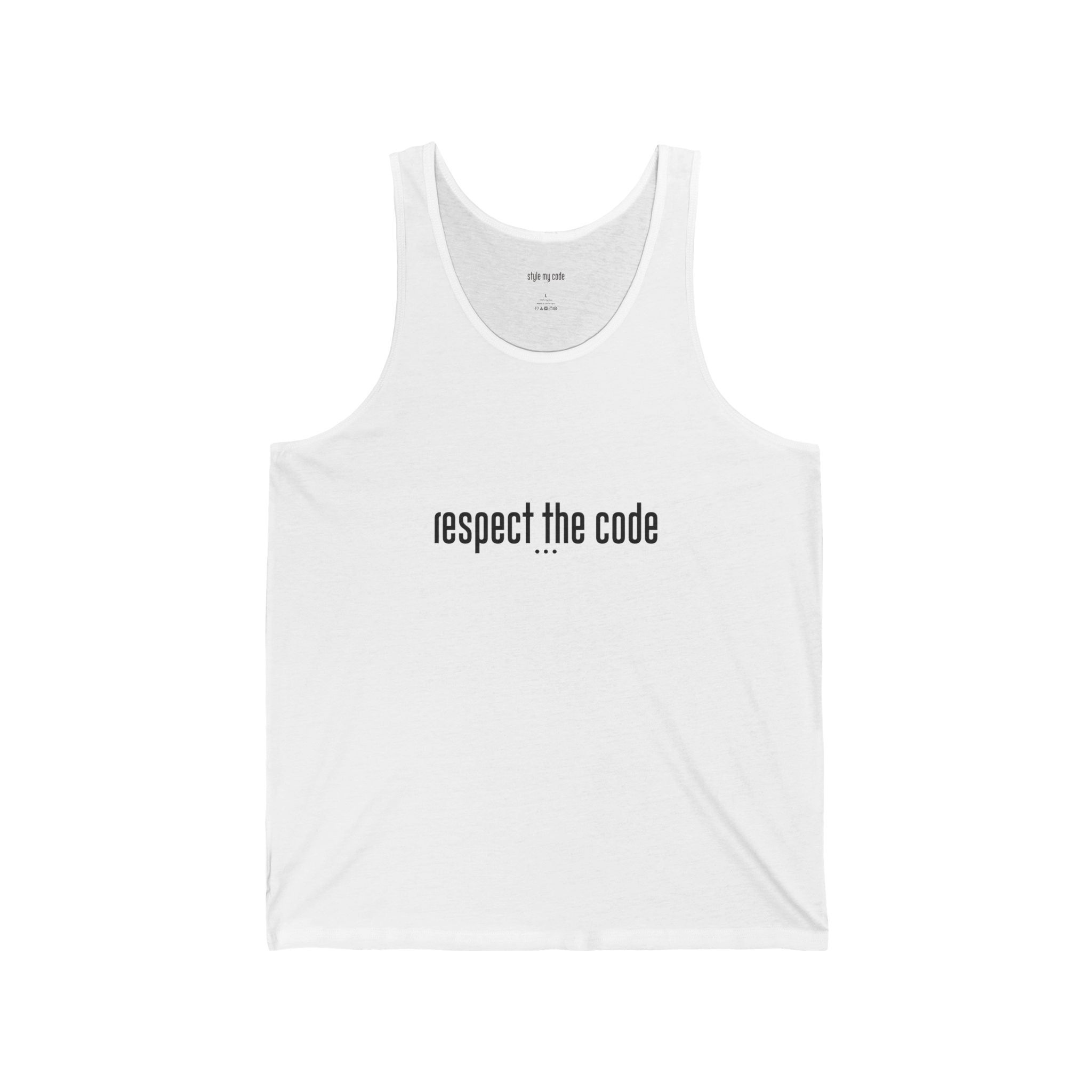 Unisex Jersey Tank - 'Respect the Code' Black Logo