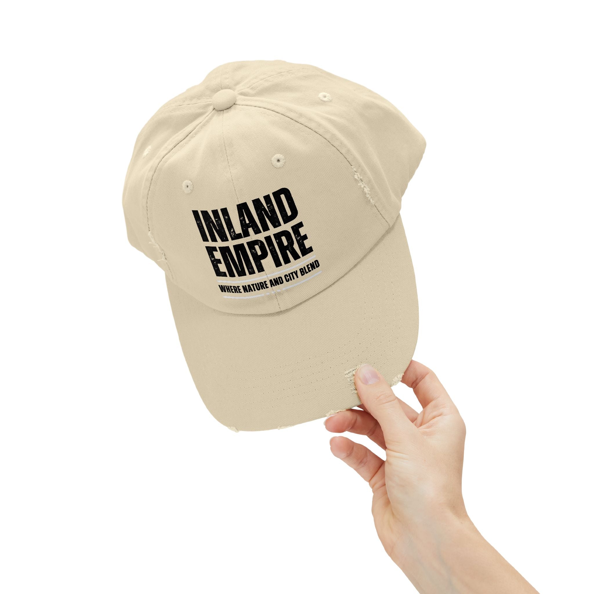 Inland Empire Distressed Cap, Casual Hat for Outdoor Adventures, Perfect Gift, Vintage Style, Unisex Accessory, Trendy Daily Wear