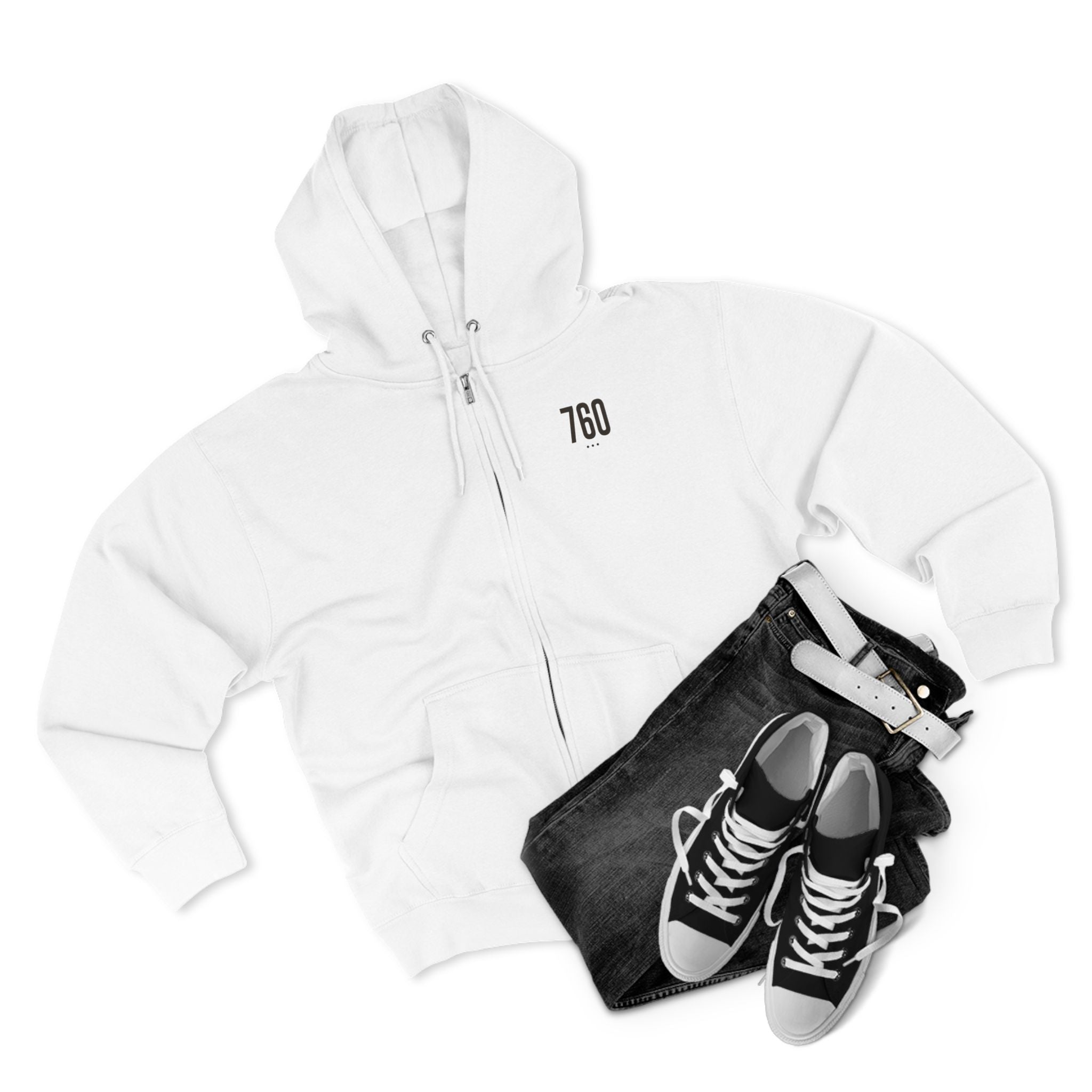 760 - White Zip Hoodie