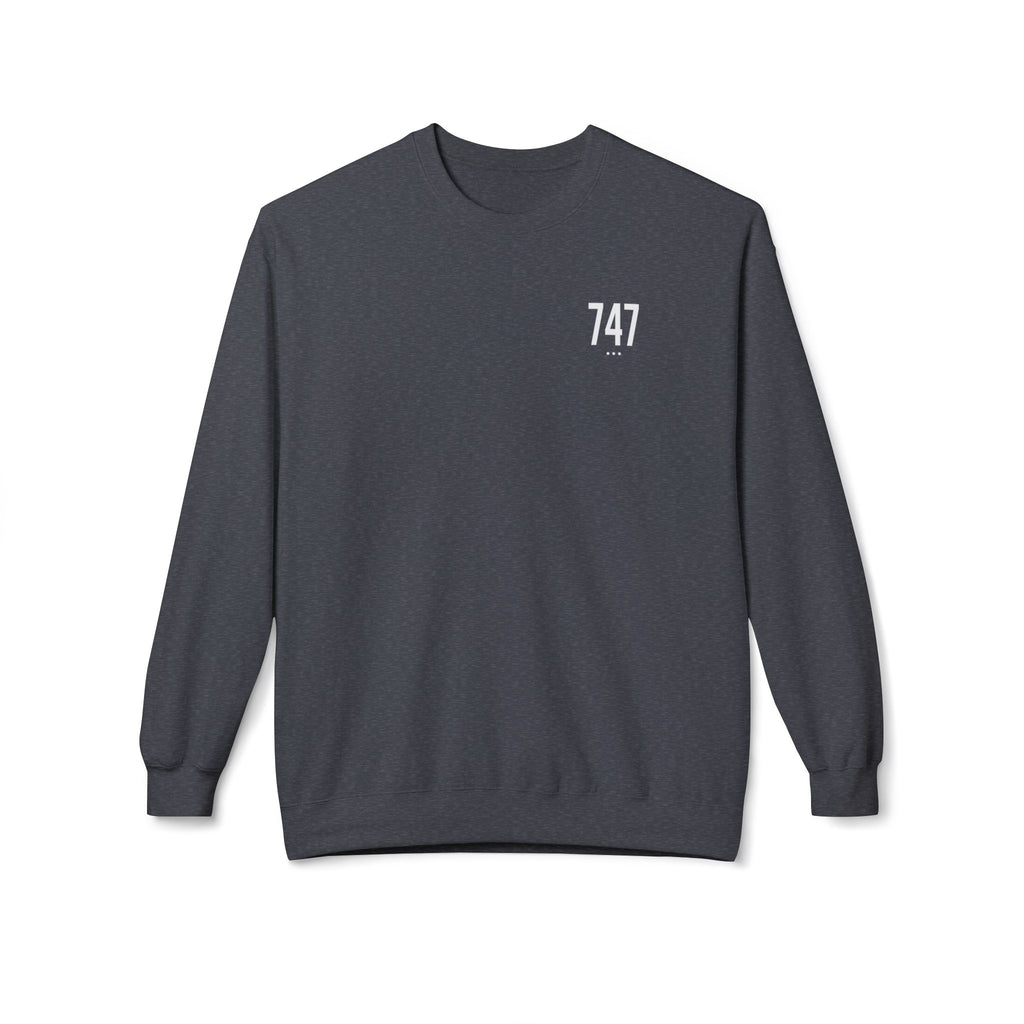 747 Unisex White Logo Crewneck Sweatshirt