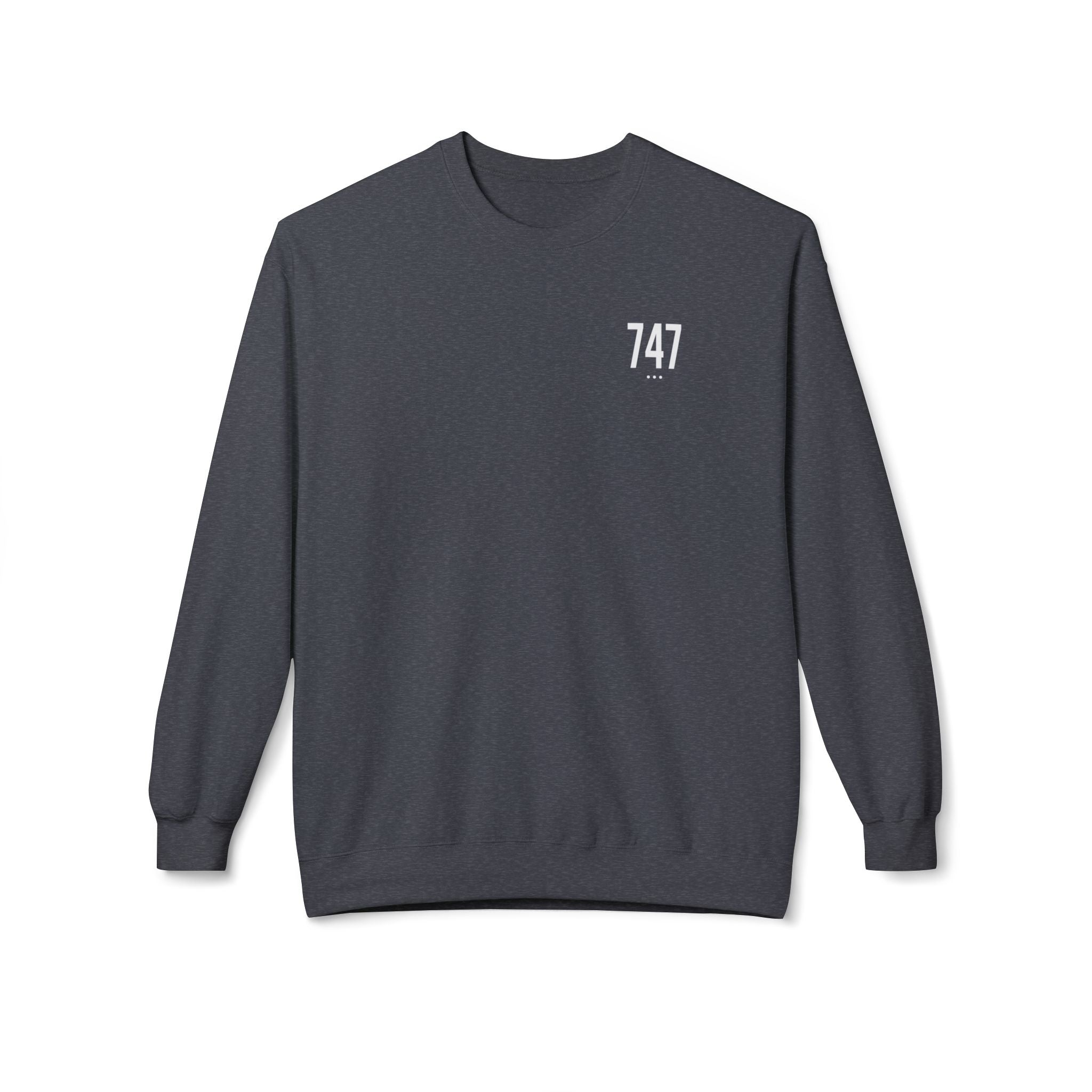 747 Unisex White Logo Crewneck Sweatshirt
