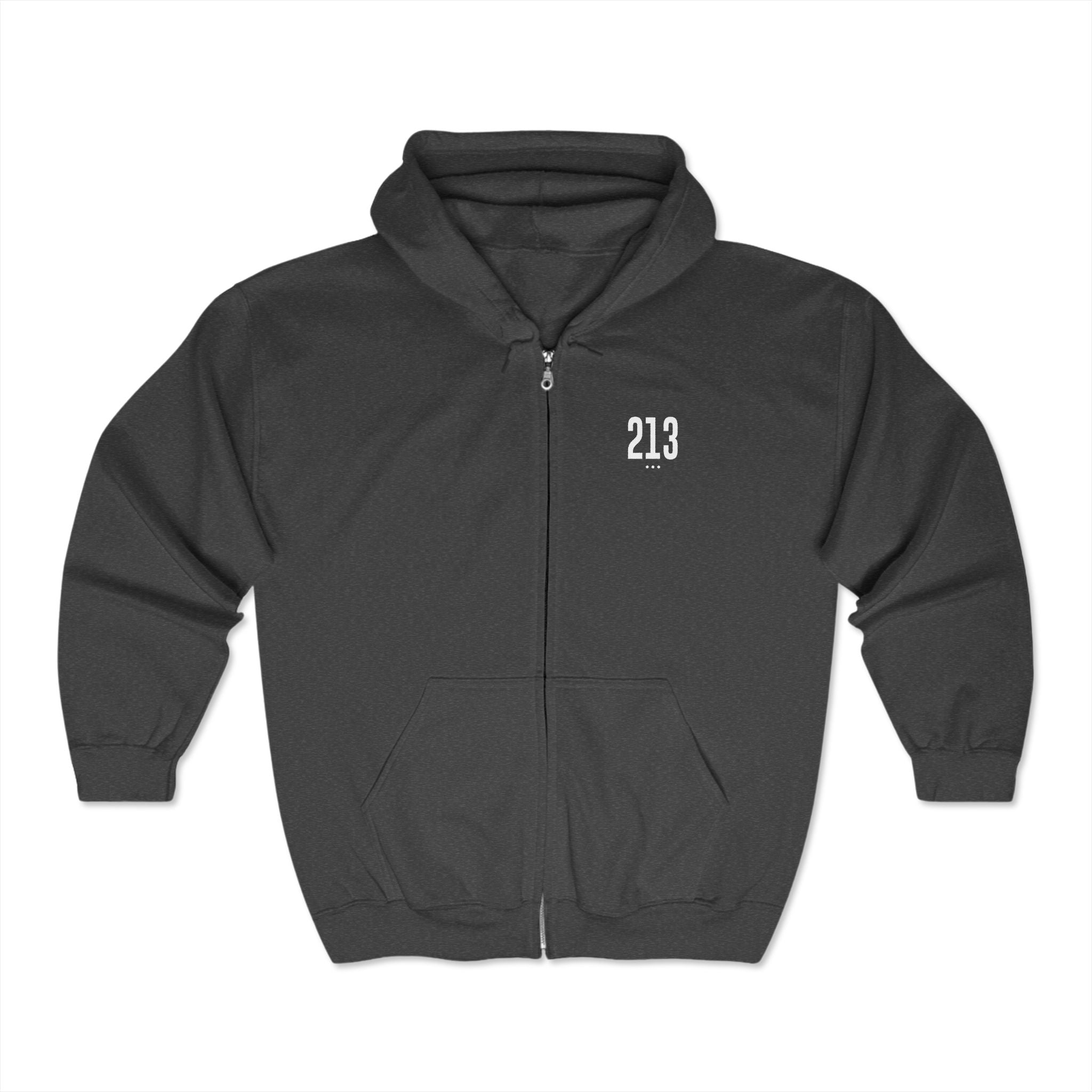213 White Logo Zip Hoodie