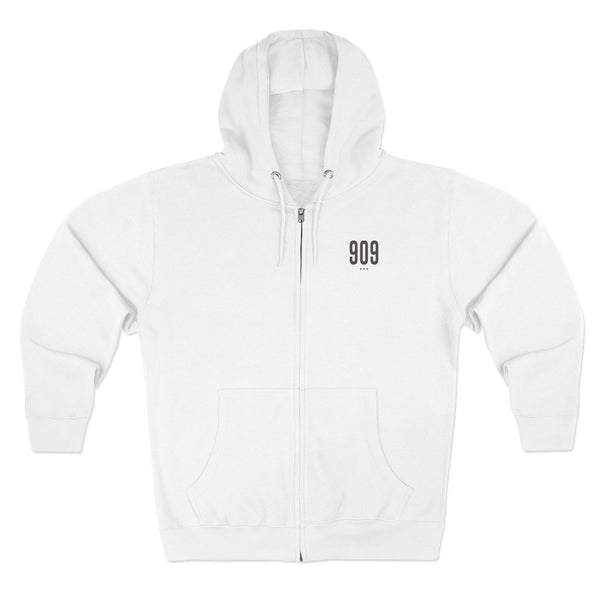 909 - White Zip Hoodie