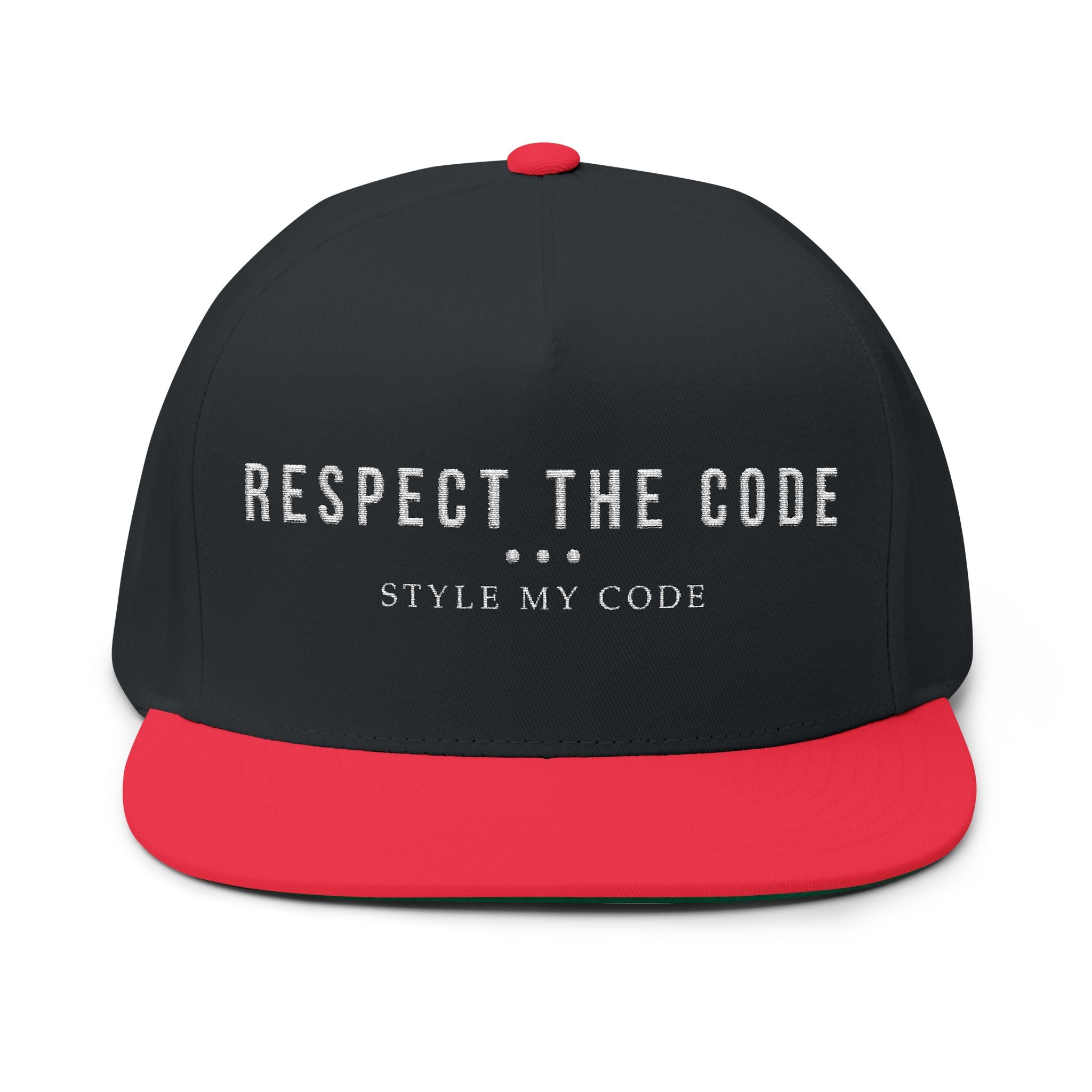 Respect the Code Flat Bill Cap | Embroidered Snapback, Streetwear Accessory, Unisex Hat, Cool Gift for Friends, Fashion Statement