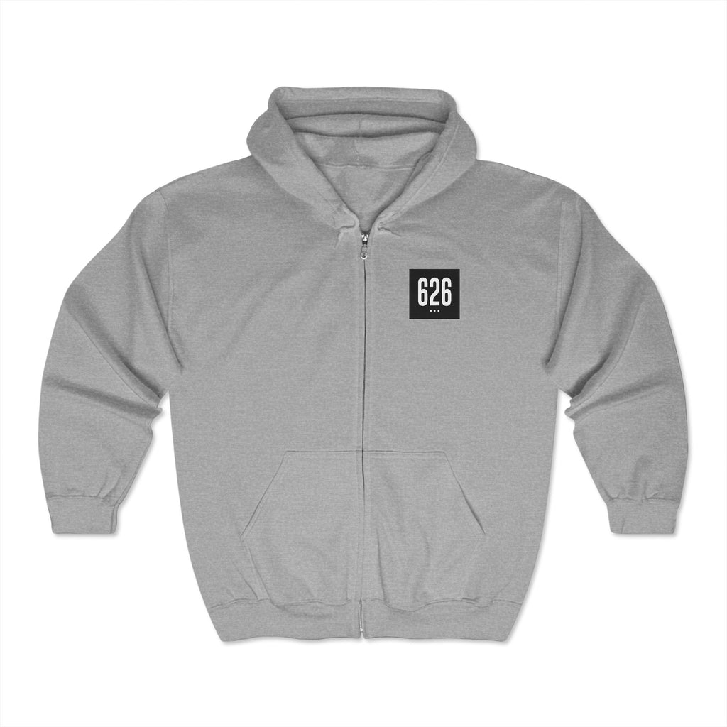 626 White Logo Zip Hoodie