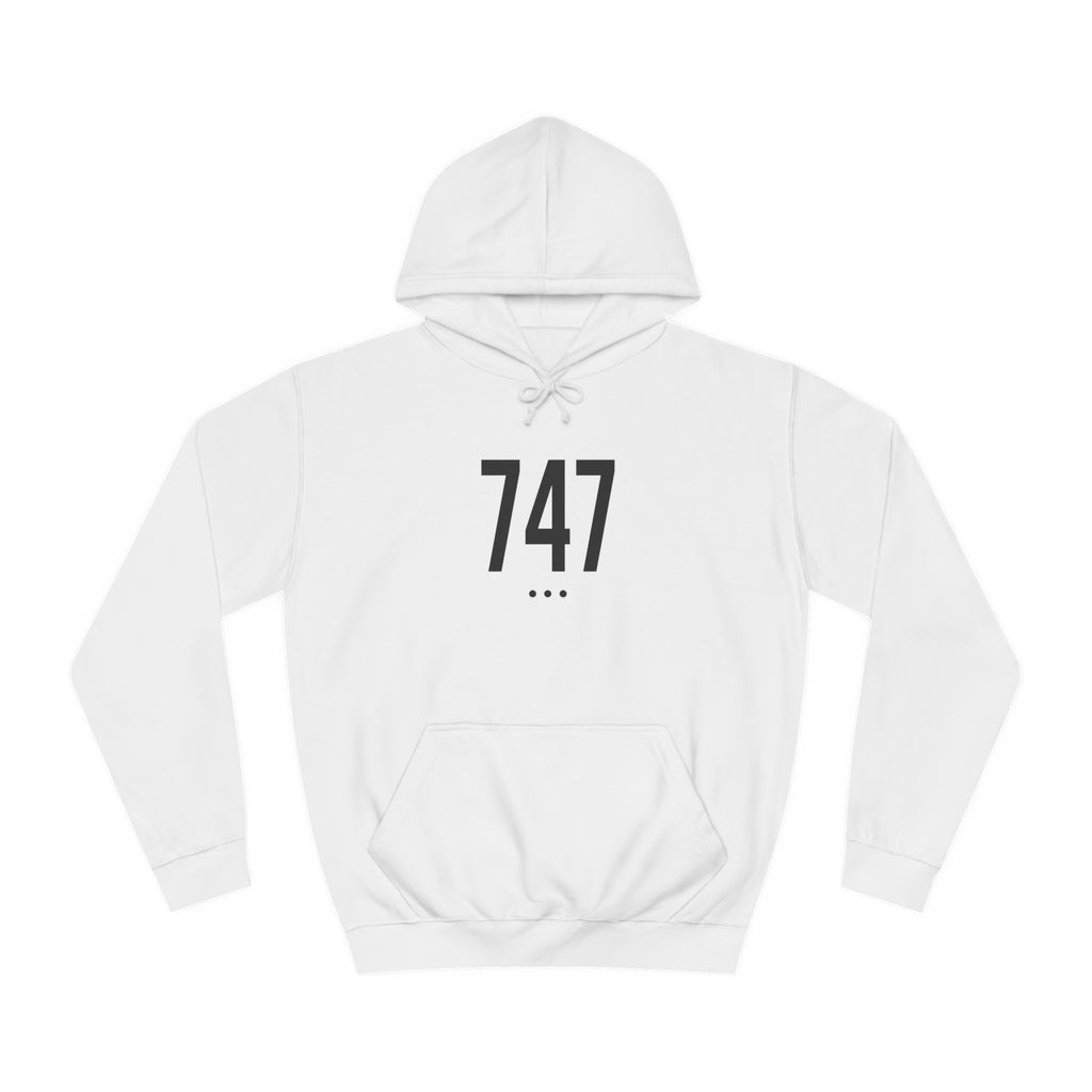 747 Black Logo Front Unisex College Hoodie