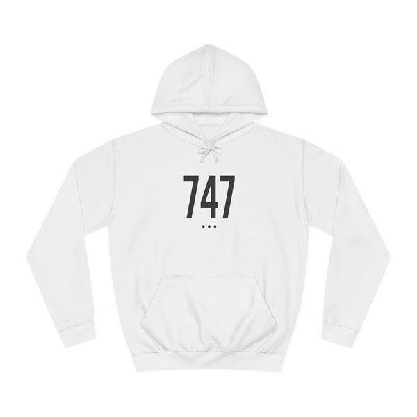 747 Black Logo Front Unisex College Hoodie
