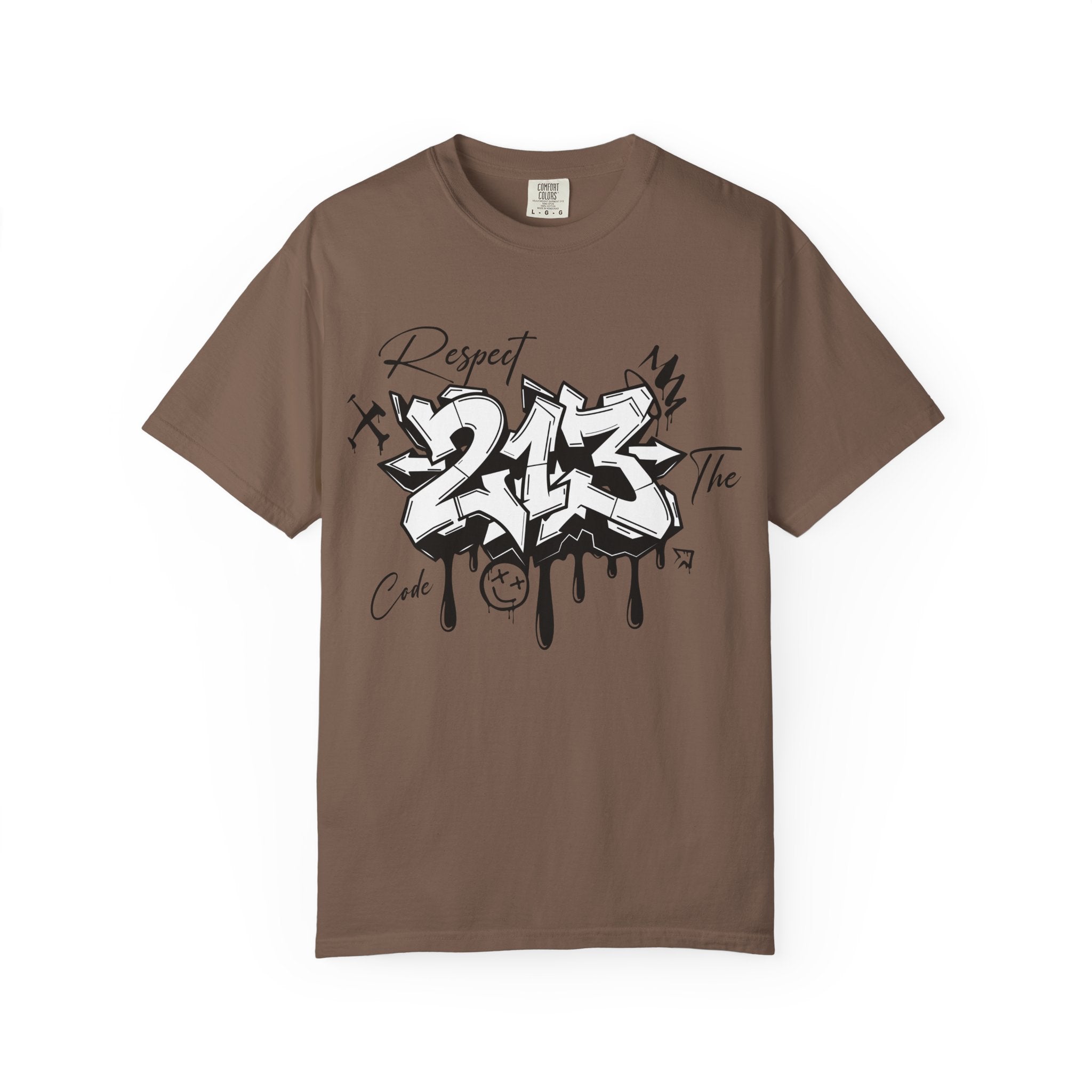 Respect the Code 213 Black and White Graffiti T-Shirt