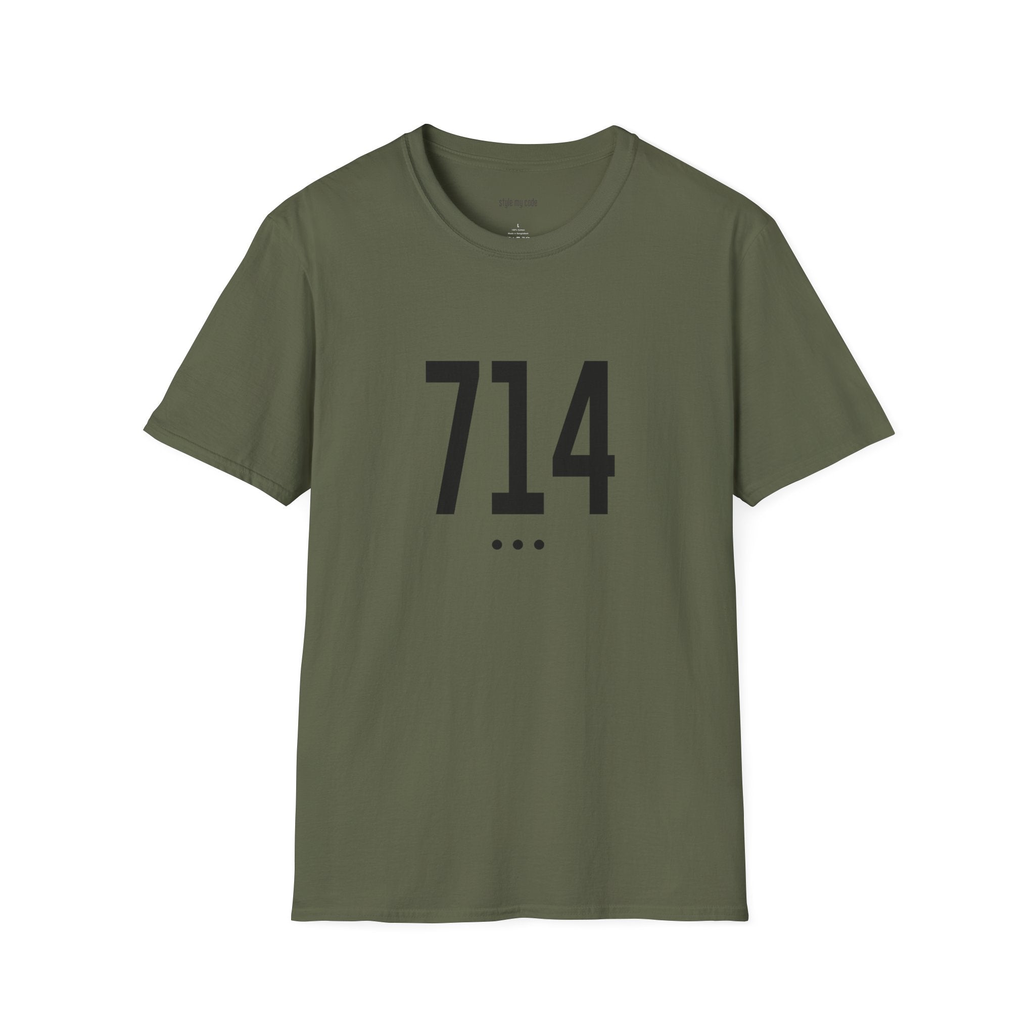714 Black Logo Front T-Shirt