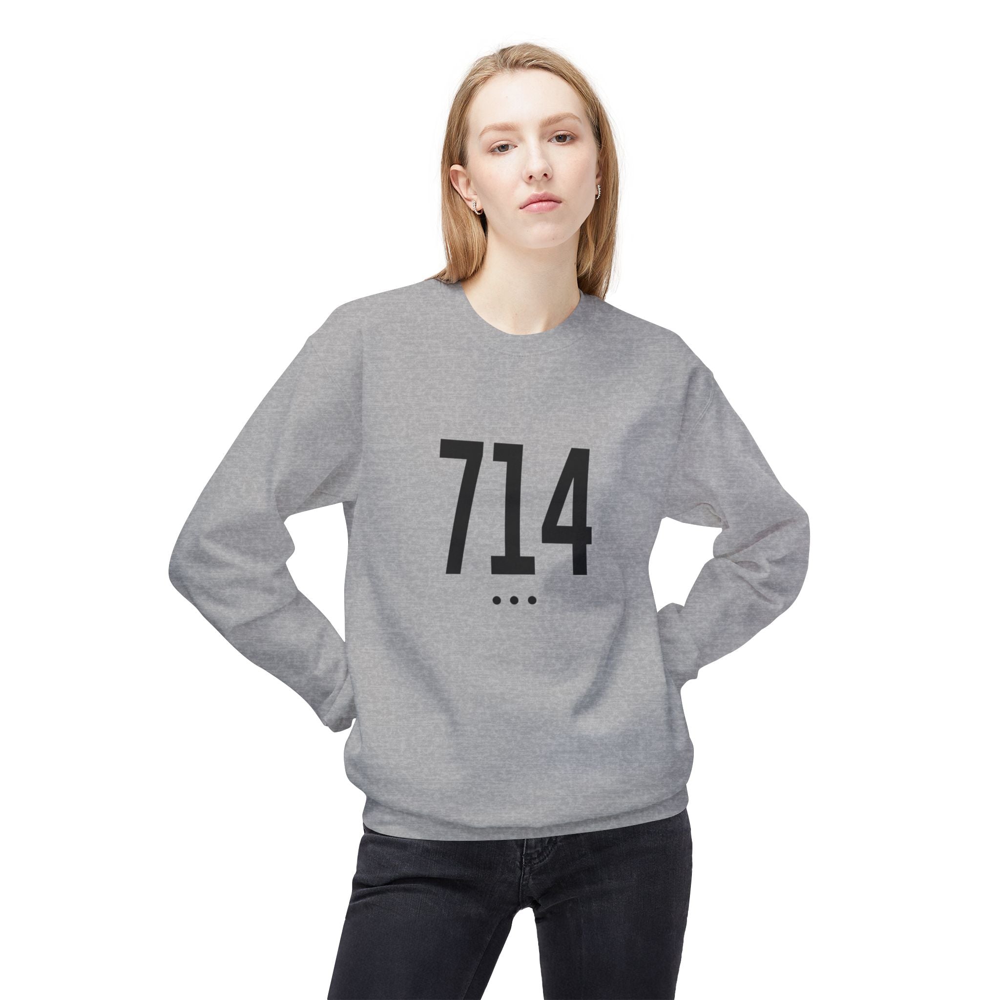 714 Black Logo Front Sweatshirt