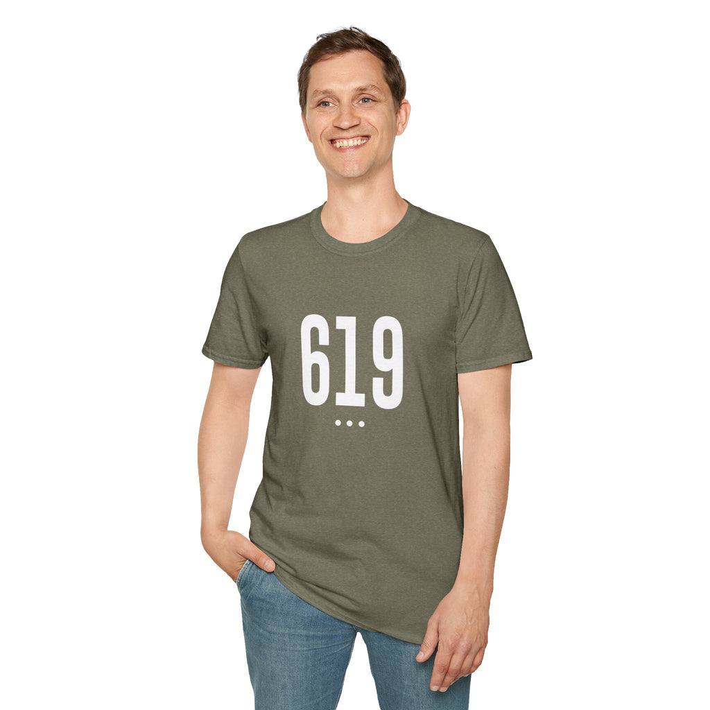 619 White Logo Front Unisex Softstyle T-Shirt