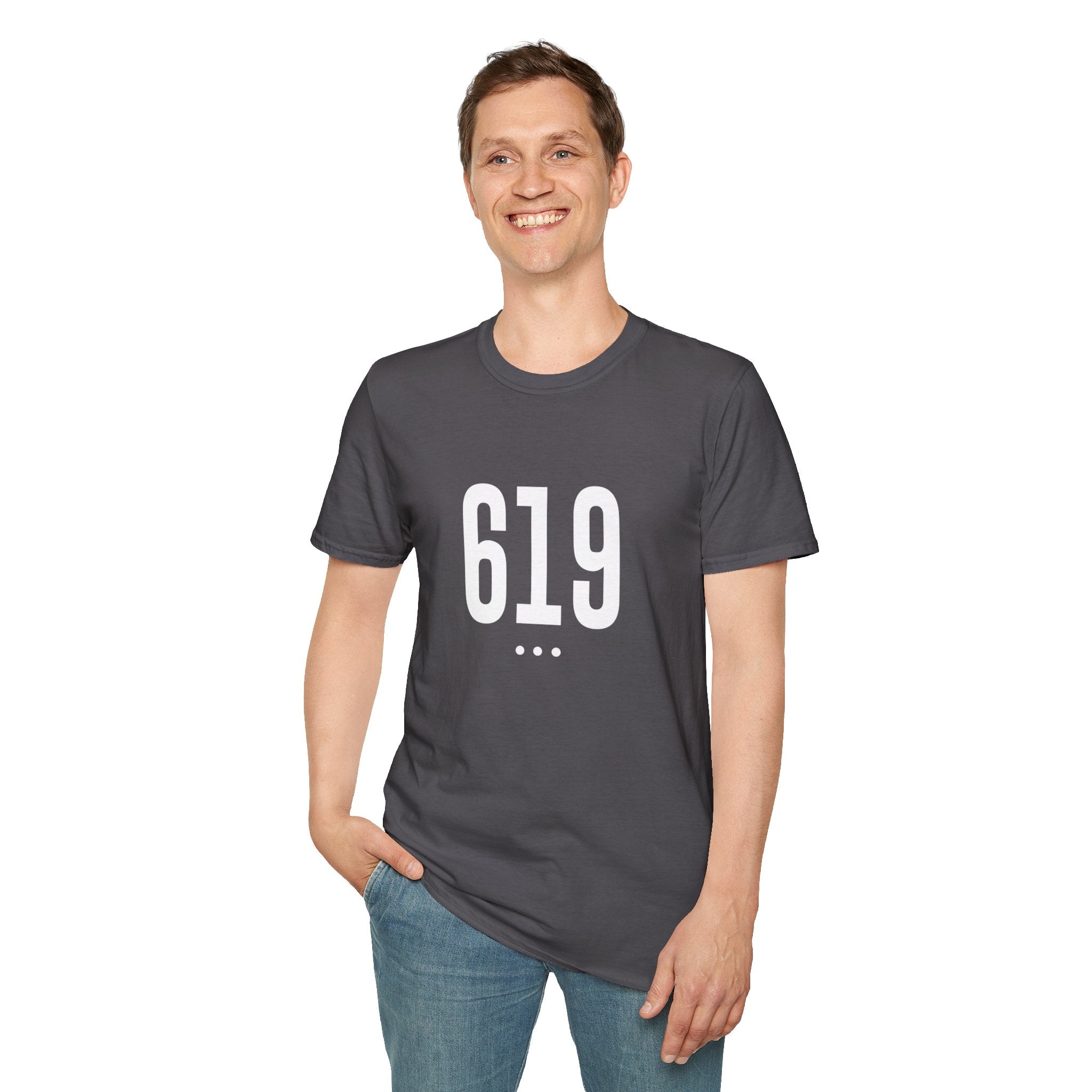 619 White Logo Front Unisex Softstyle T-Shirt