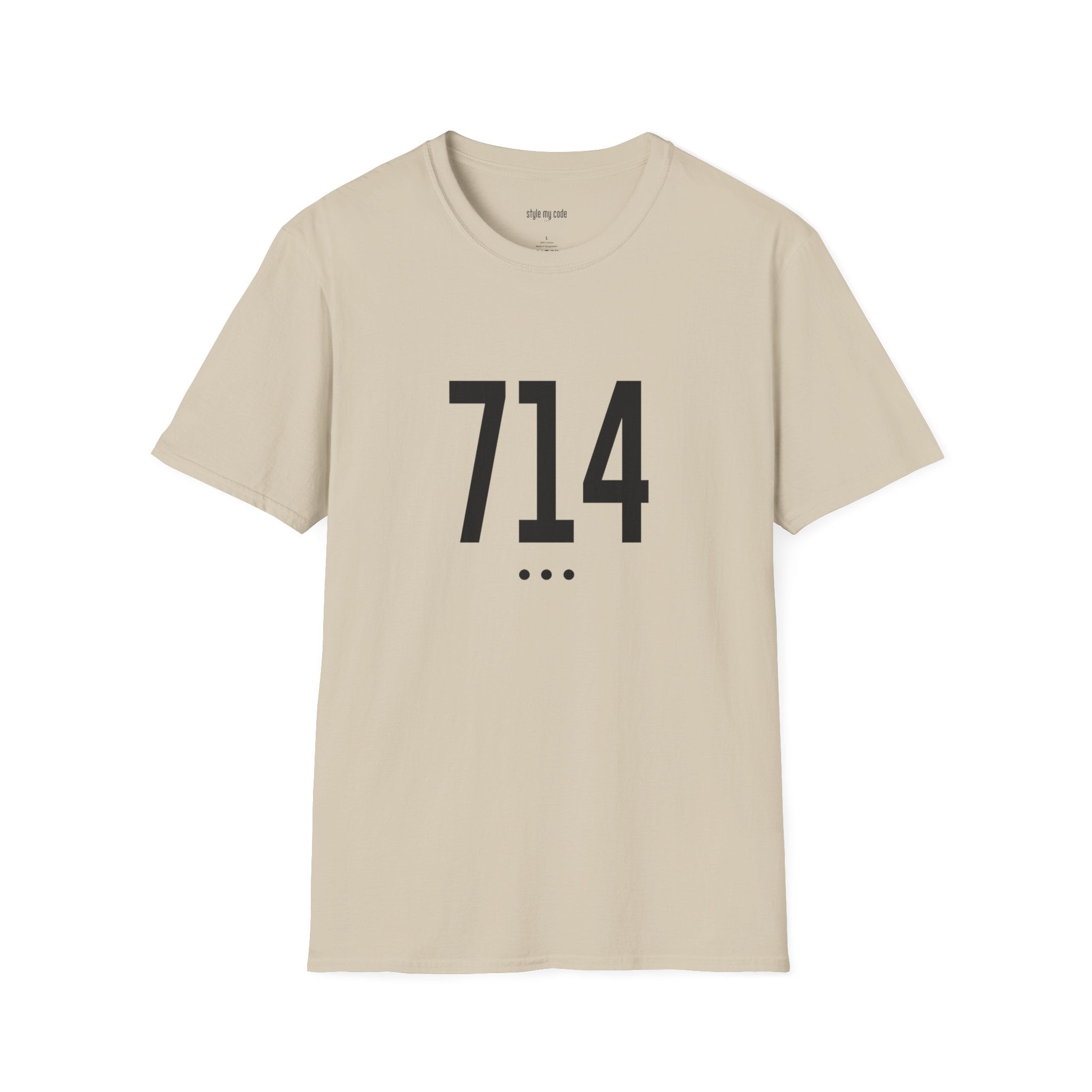 714 Black Logo Front T-Shirt