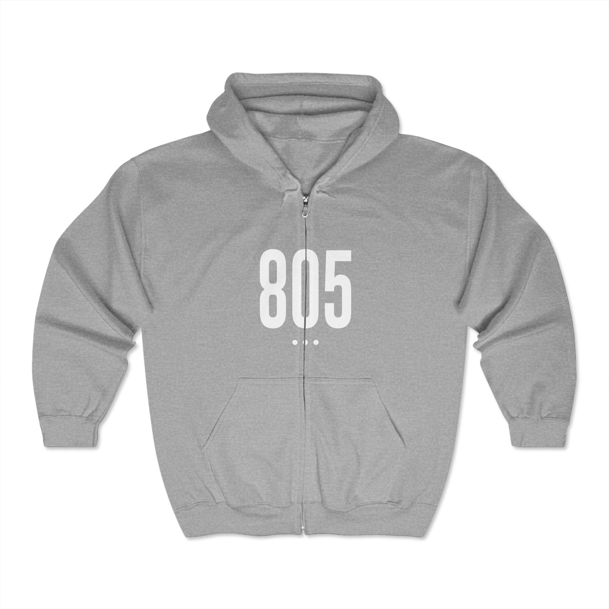 805 White Logo Front Zip Hoodie