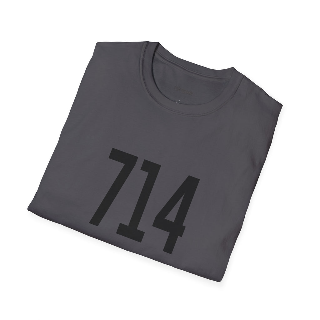 714 Black Logo Front T-Shirt