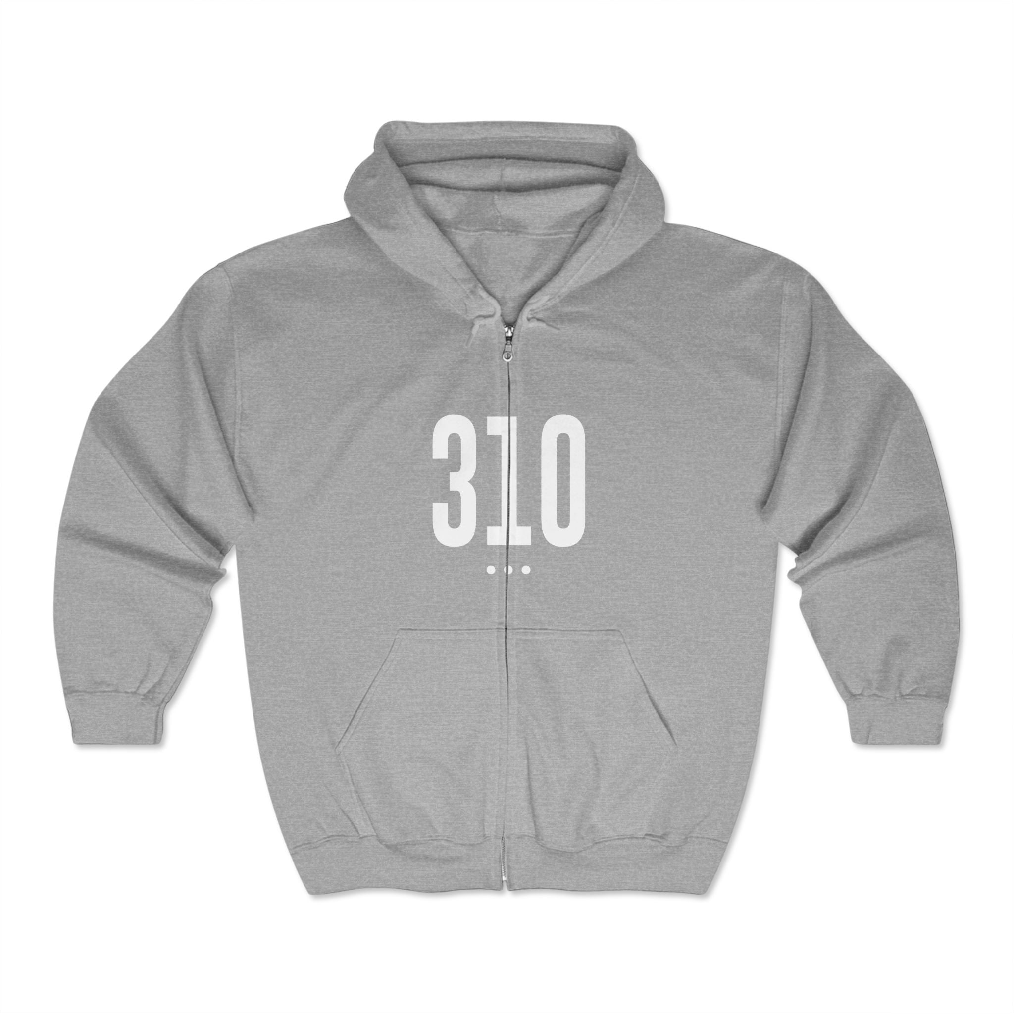 310 White Logo Front Zip Hoodie