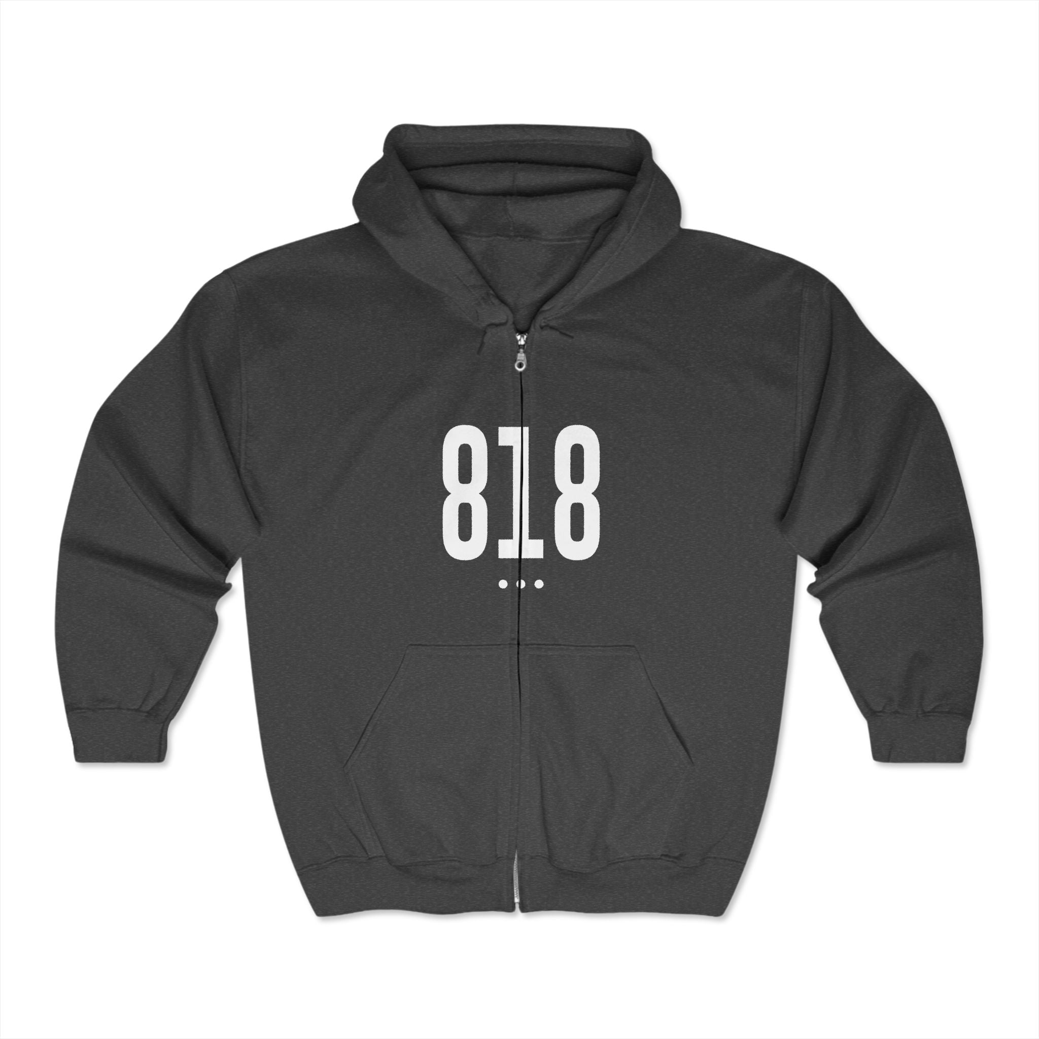 818 White Logo Front Zip Hoodie