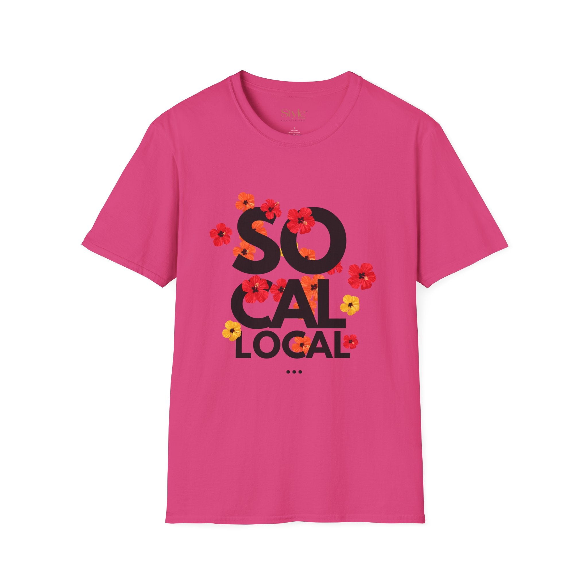 SoCal Local Floral T-Shirt | Unisex Softstyle Tee | Beachwear, Casual Outfit, Gift for Friends, Summer Vibes, Team Event
