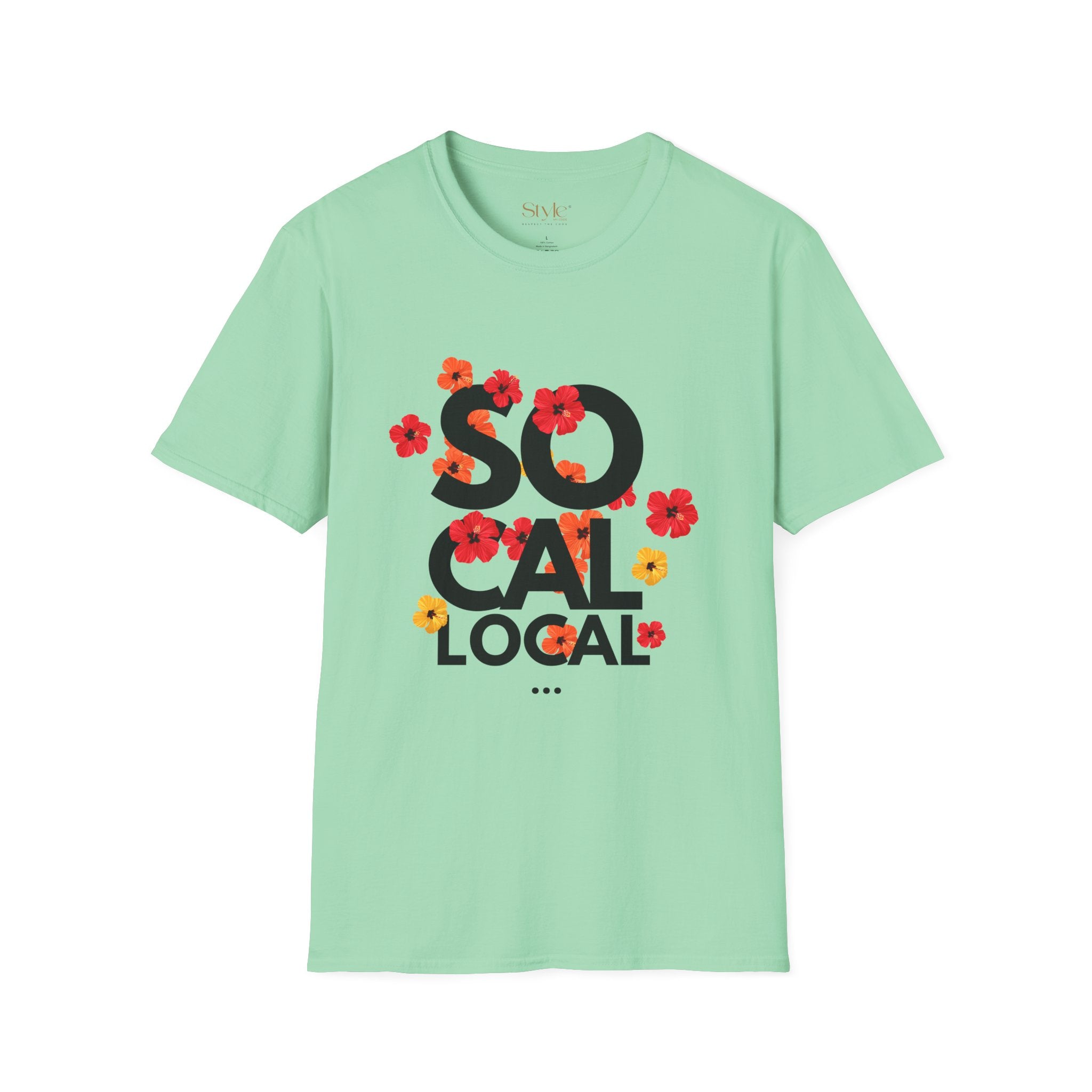 SoCal Local Floral T-Shirt | Unisex Softstyle Tee | Beachwear, Casual Outfit, Gift for Friends, Summer Vibes, Team Event