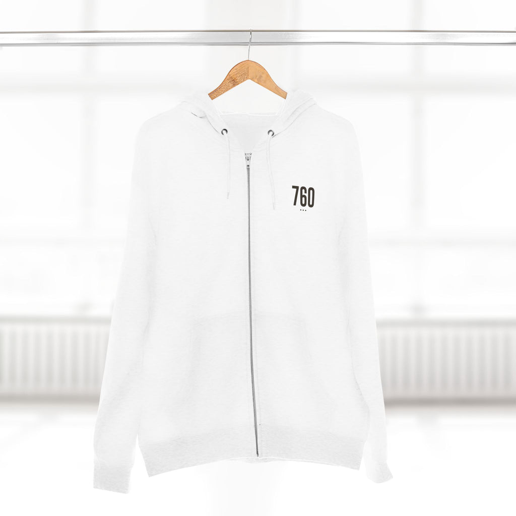 760 - White Zip Hoodie