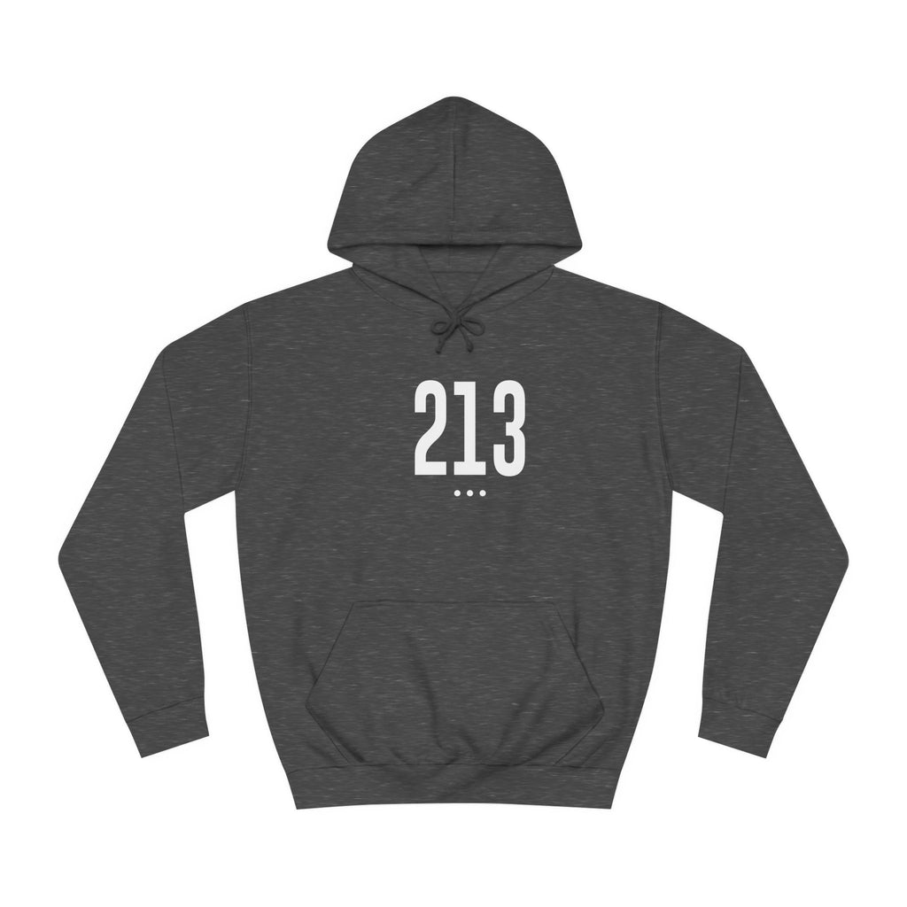 213 White Logo Front Unisex College Hoodie