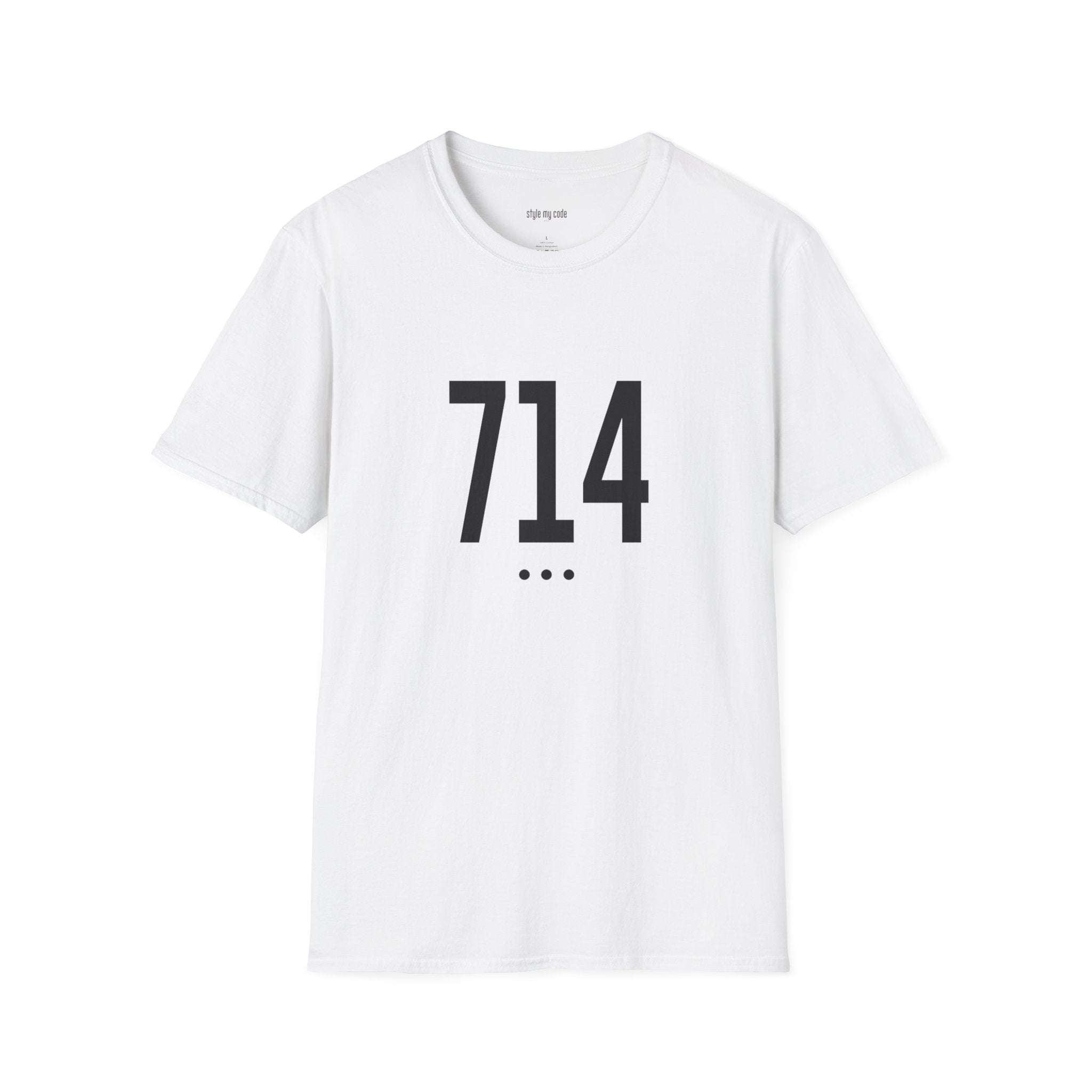 714 Black Logo Front T-Shirt