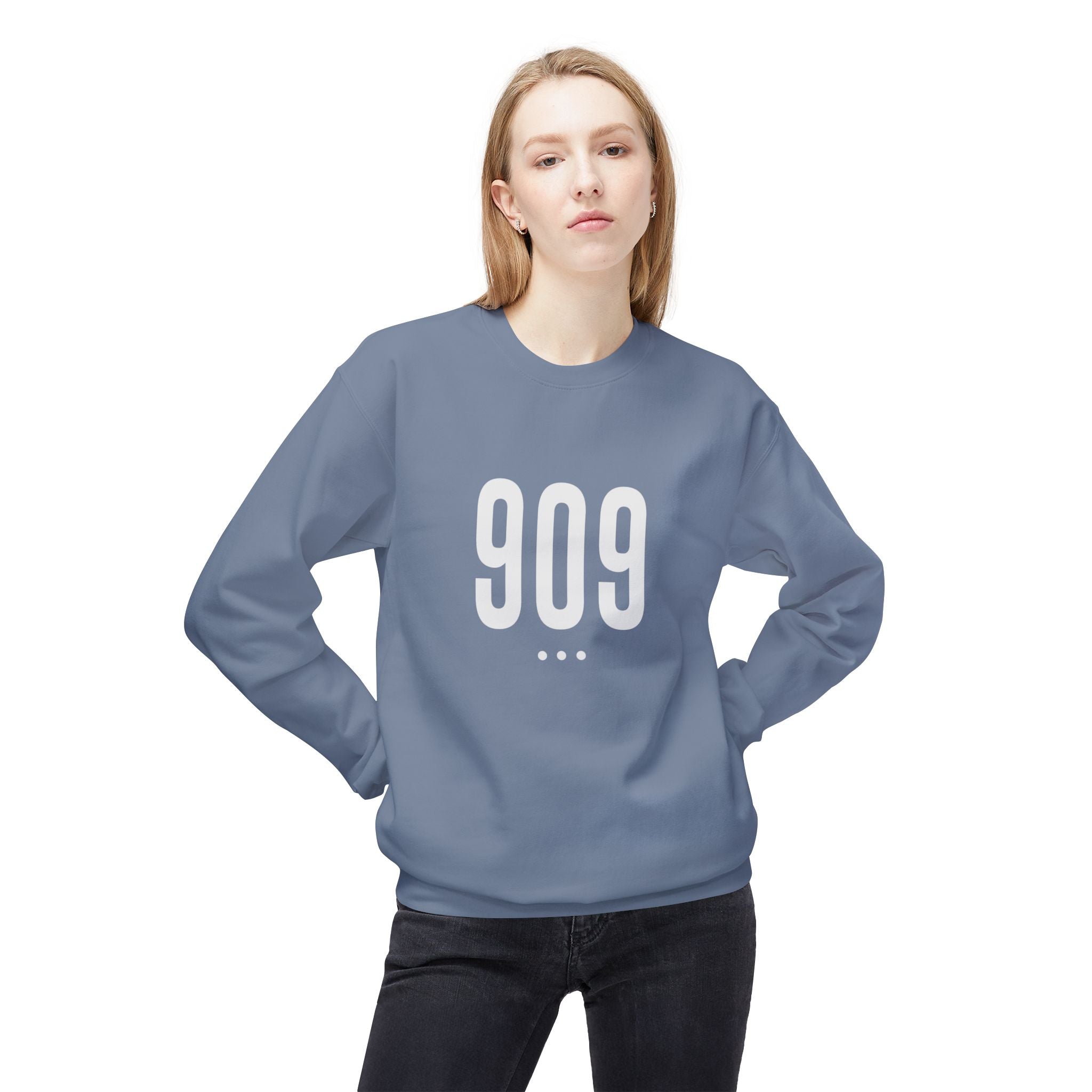 909 White Logo Front Sweatshirt