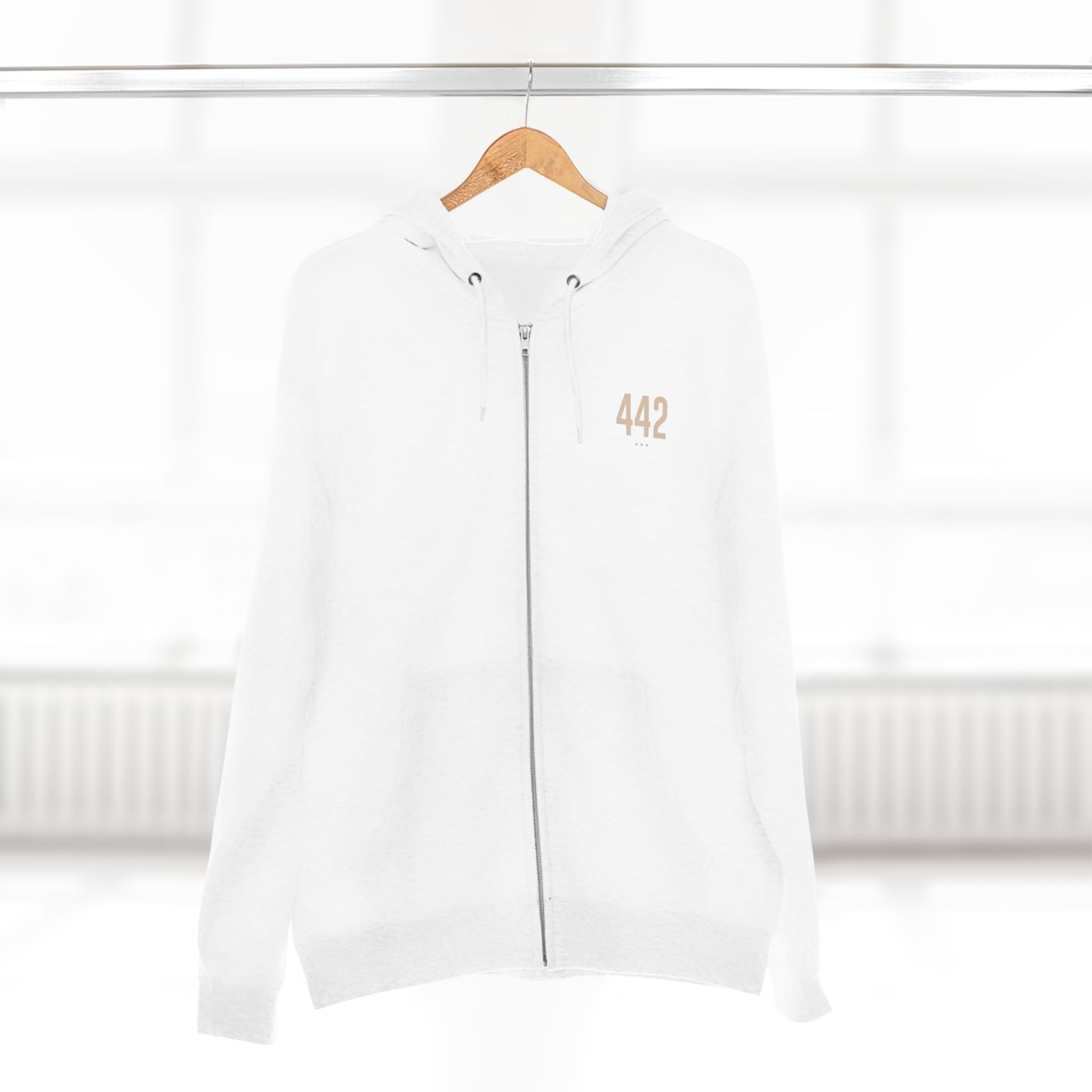 442 -  White Zip Hoodie