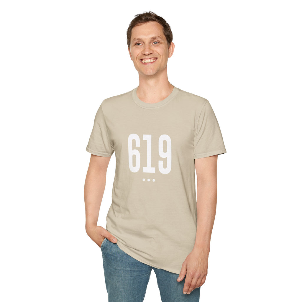 619 White Logo Front Unisex Softstyle T-Shirt