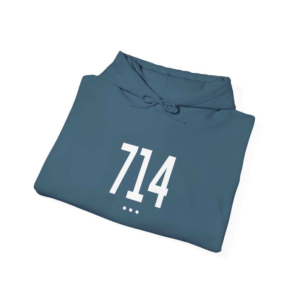 714 White Logo Front Hoodie