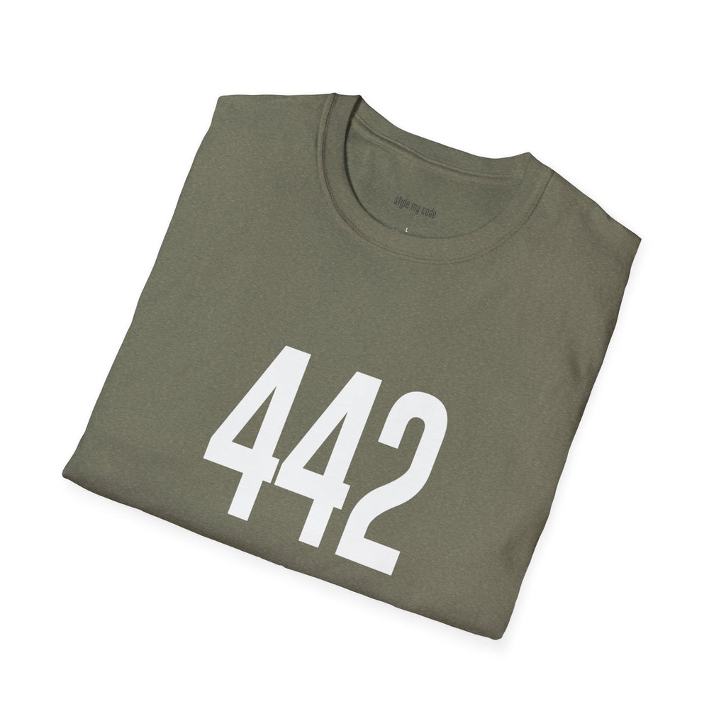 442 White Logo Front Unisex Softstyle T-Shirt