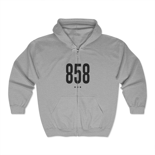 858 Black Logo Front Zip Hoodie