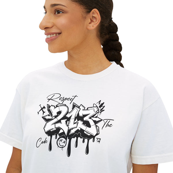 Boxy Tee — 'Respect the Code' 213 Graffiti Graphic