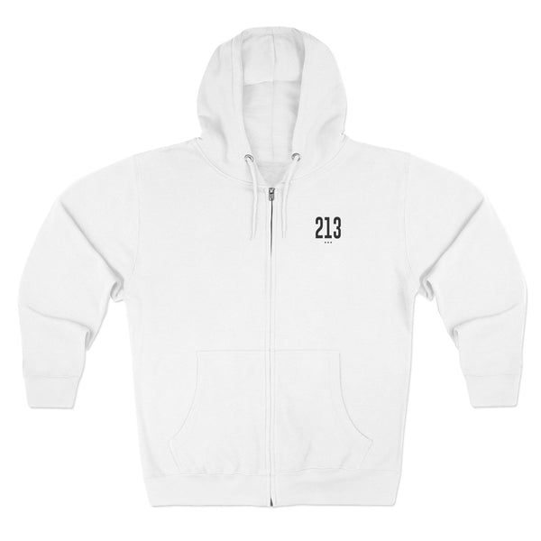 213 LA Street Style Unisex Zip Hoodie, Comfortable Layer, Great for Athleisure, Urban Fashion, Casual Wear