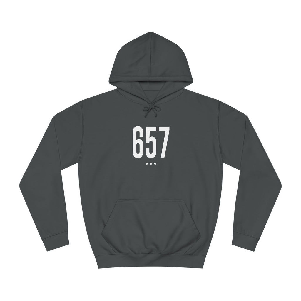 657 White Logo Front College Hoodie