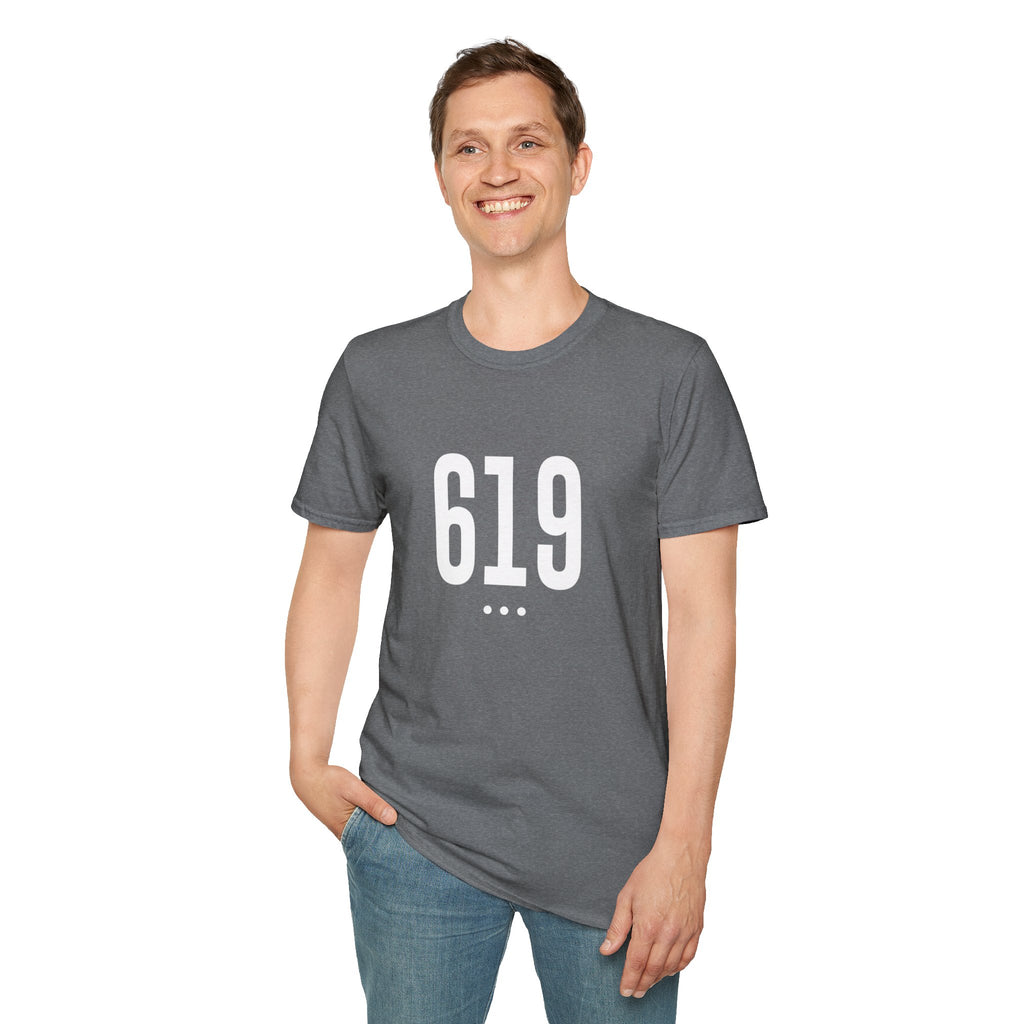 619 White Logo Front Unisex Softstyle T-Shirt