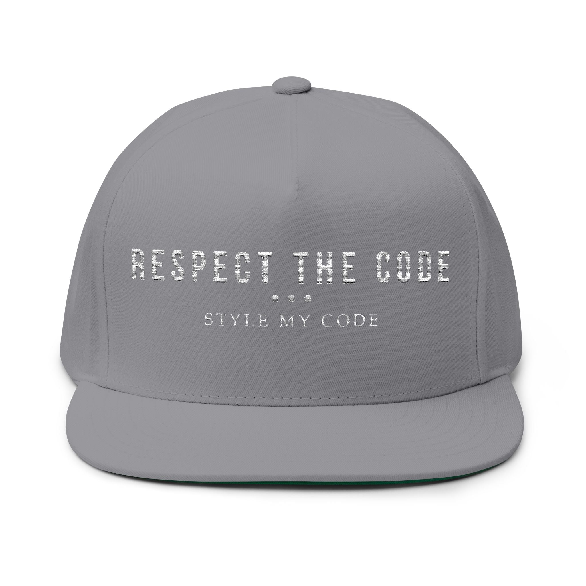 Respect the Code Flat Bill Cap | Embroidered Snapback, Streetwear Accessory, Unisex Hat, Cool Gift for Friends, Fashion Statement