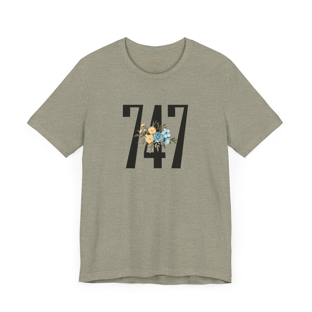 Floral 747 Unisex Tee - Casual, Gift, Birthday, Floral Design, Vintage Style